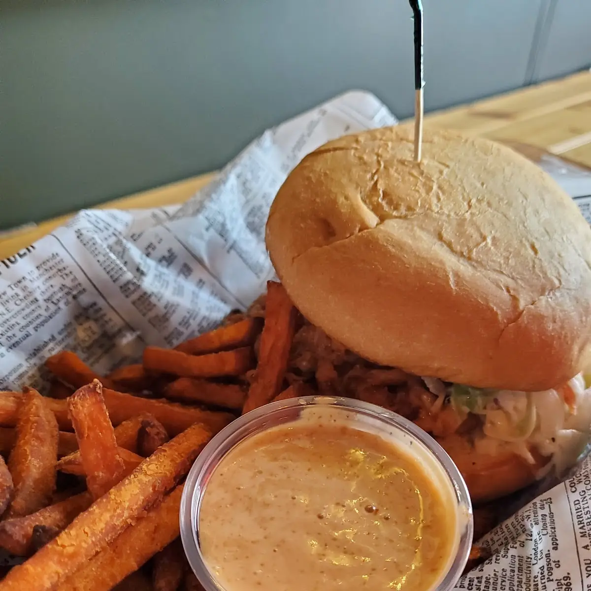 Pulled Pork Sandwich with Sweet Potato Fries