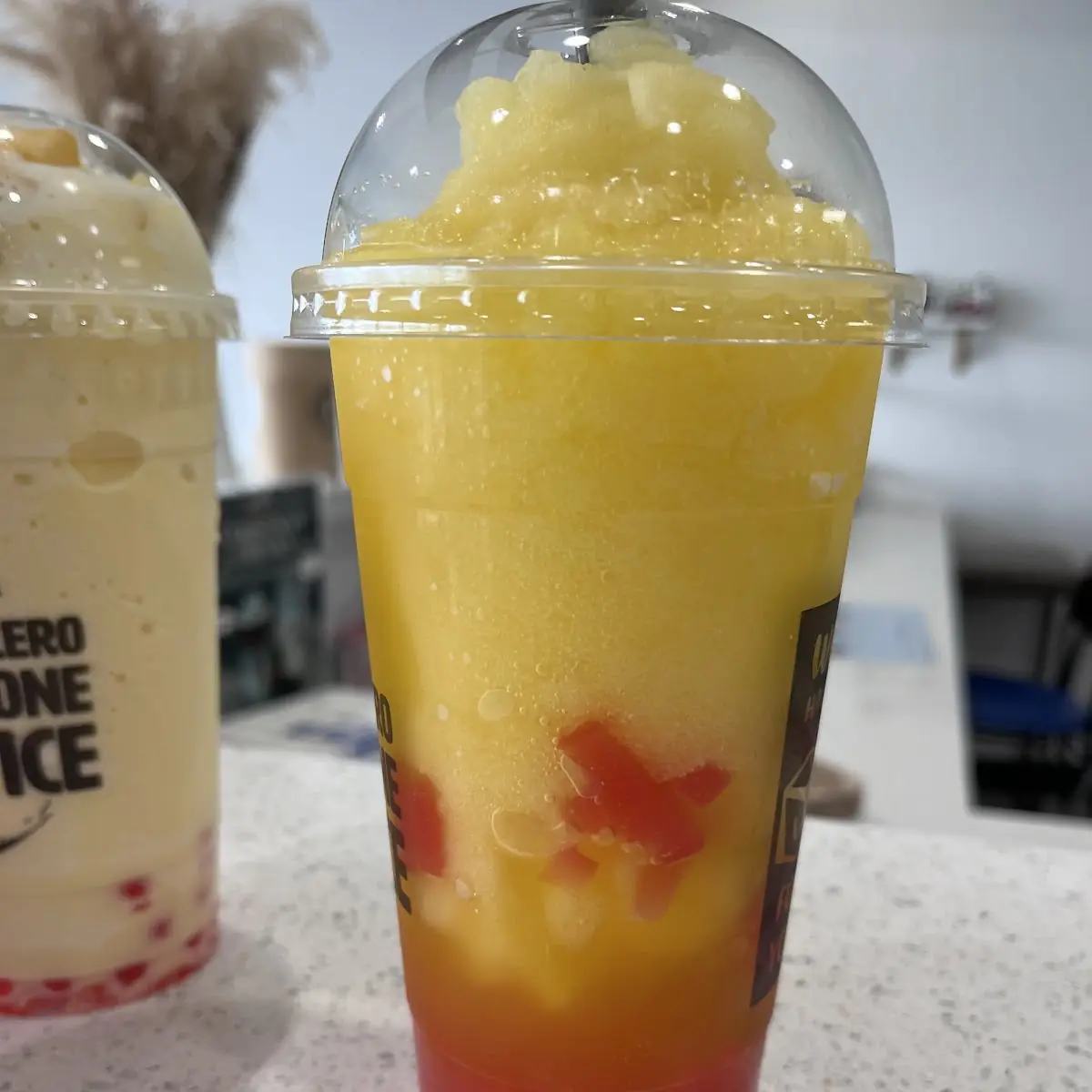 Passion Fruit Slush with Strawberry Jelly