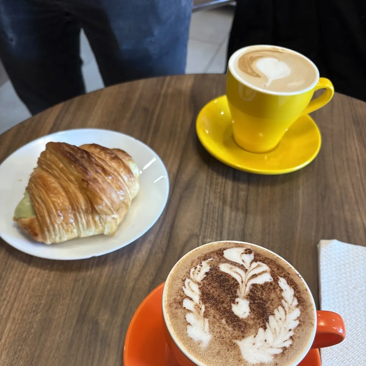 Caramel Latte and Almond Croissant