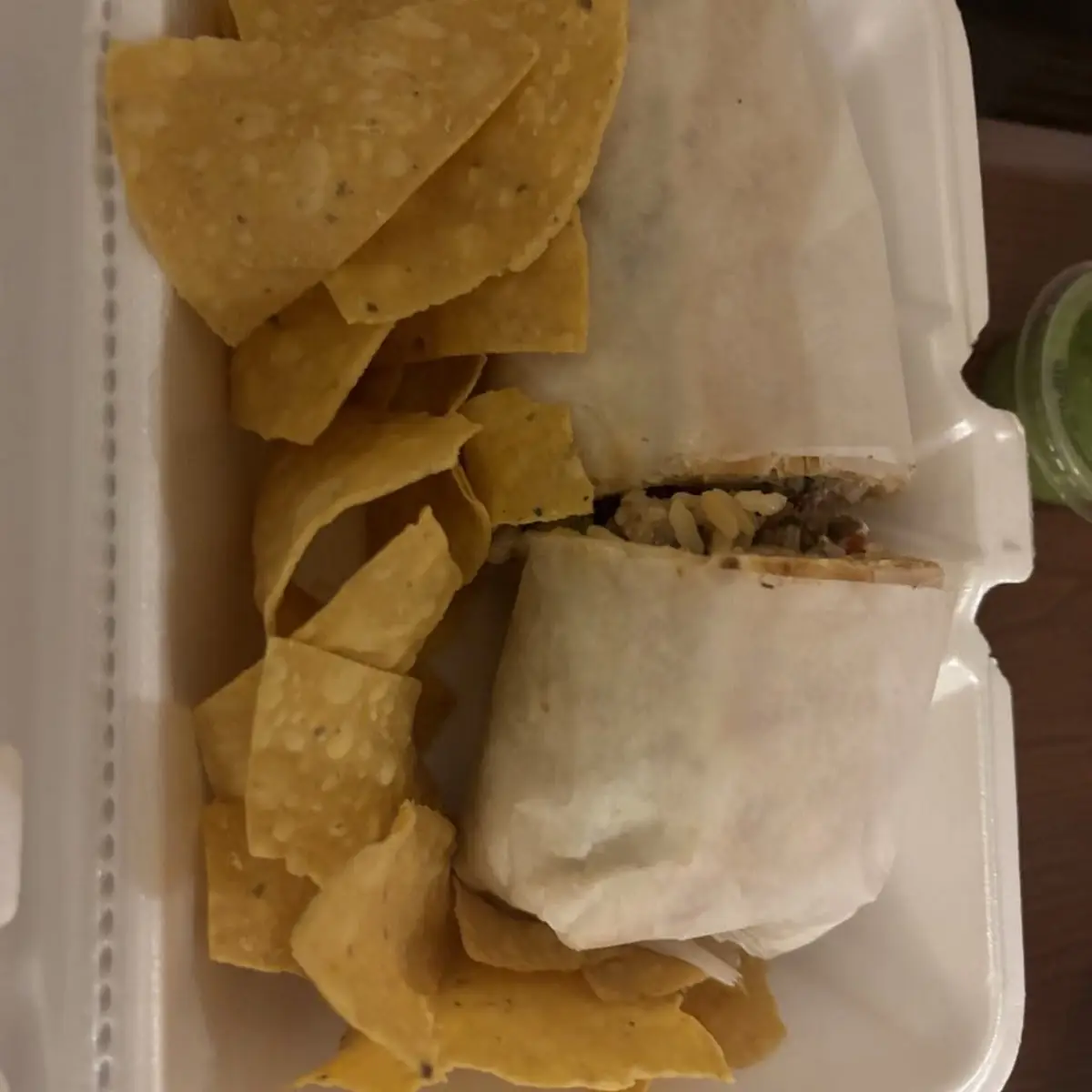 Meat Burrito with Tortilla Chips