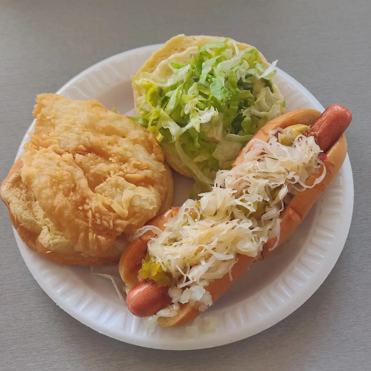 Fish Sandwich and Chili Dog