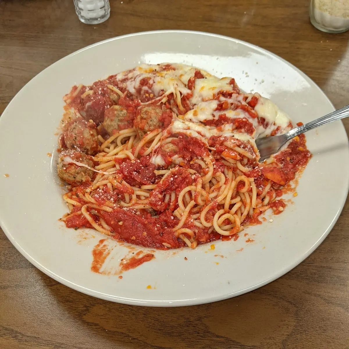 Baked Veal Parmigiana with Spaghetti