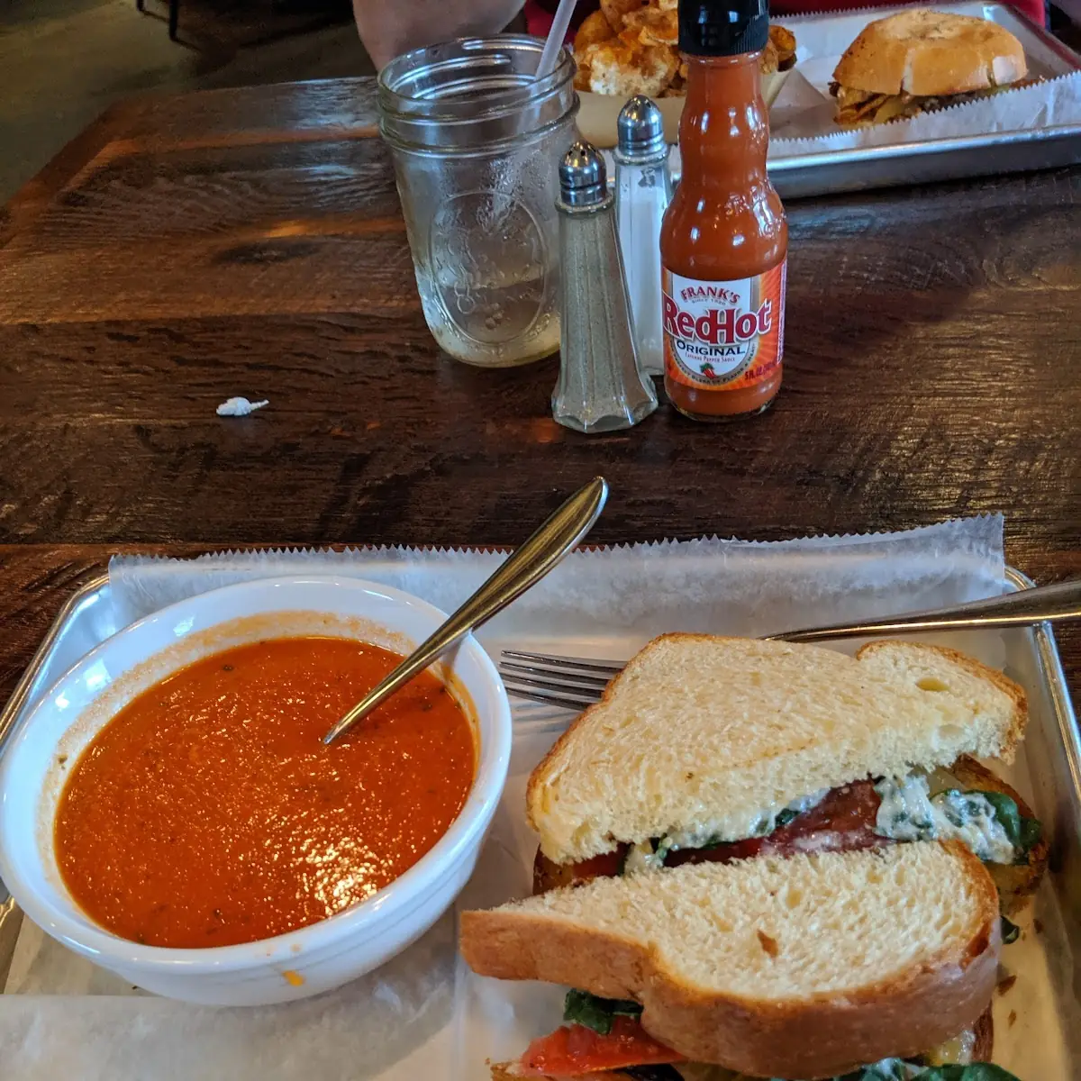Tomato Soup and Chicken Salad Sandwich