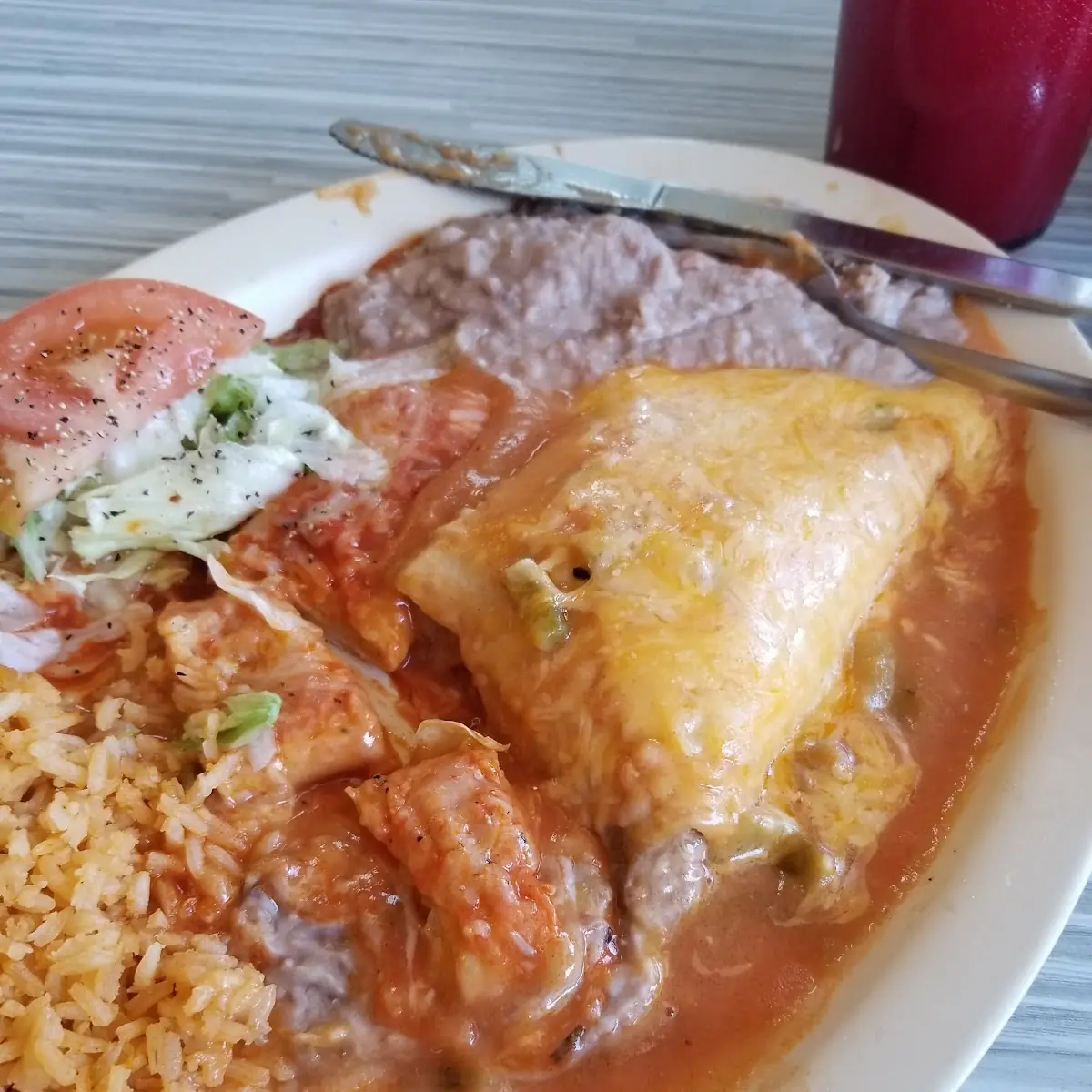 Smothered Bean Burrito & Enchilada