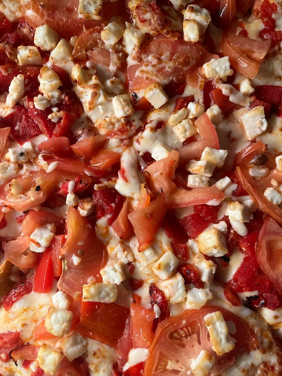 Tomato Feta Red Pepper Pizza, Noahs pizza