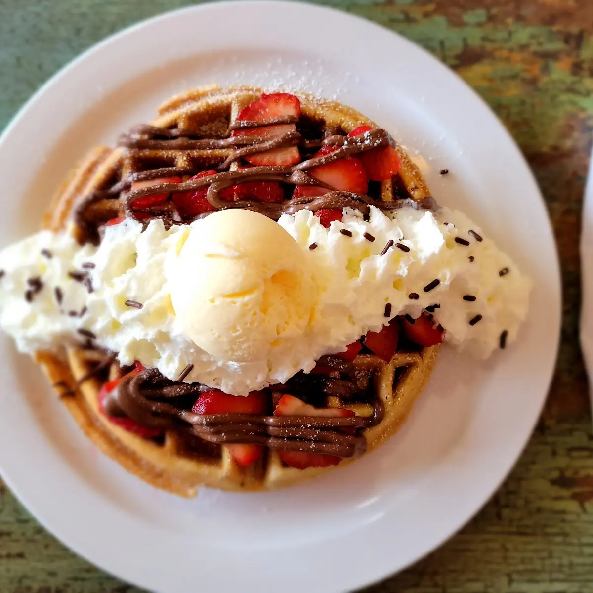 Nutella Waffle with Ice Scream Scoop