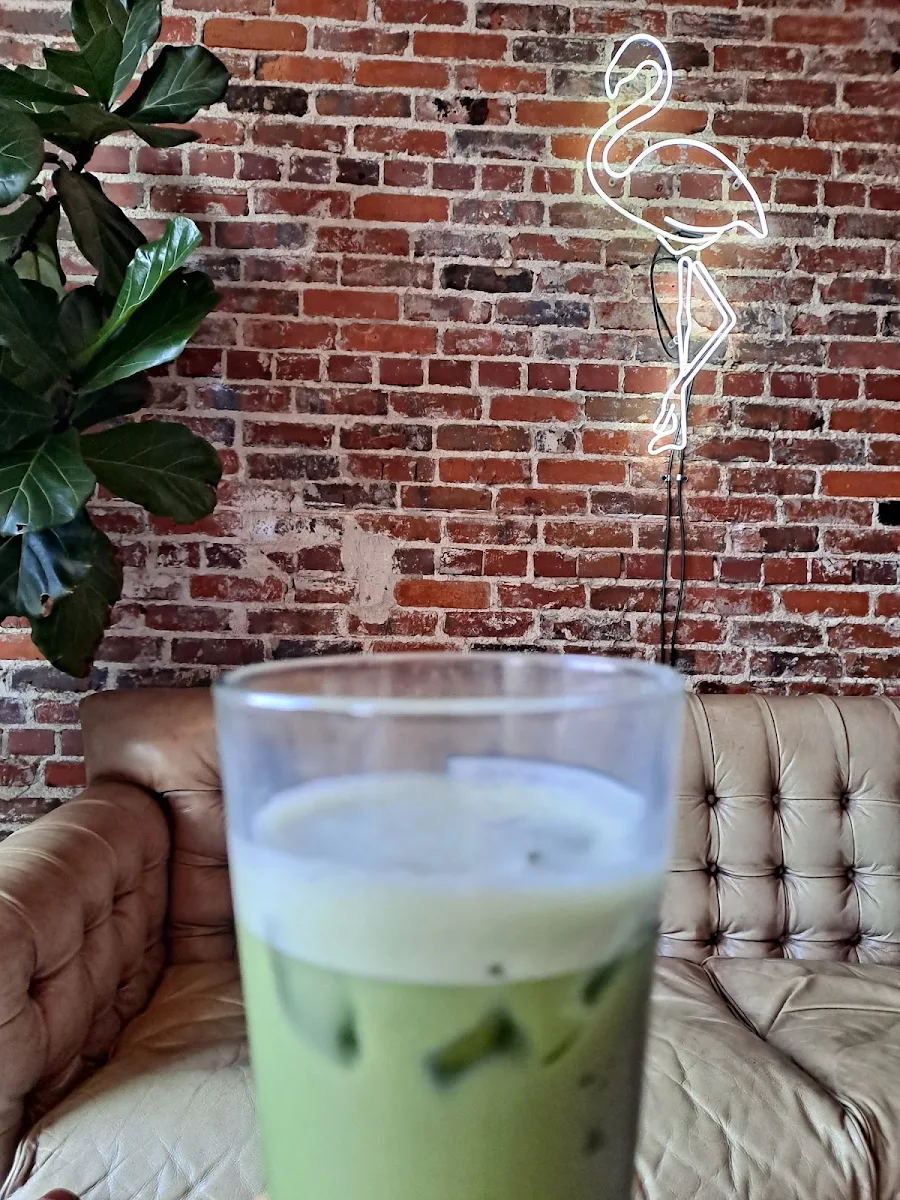 Iced Matcha Latte Made w Almond Milk
