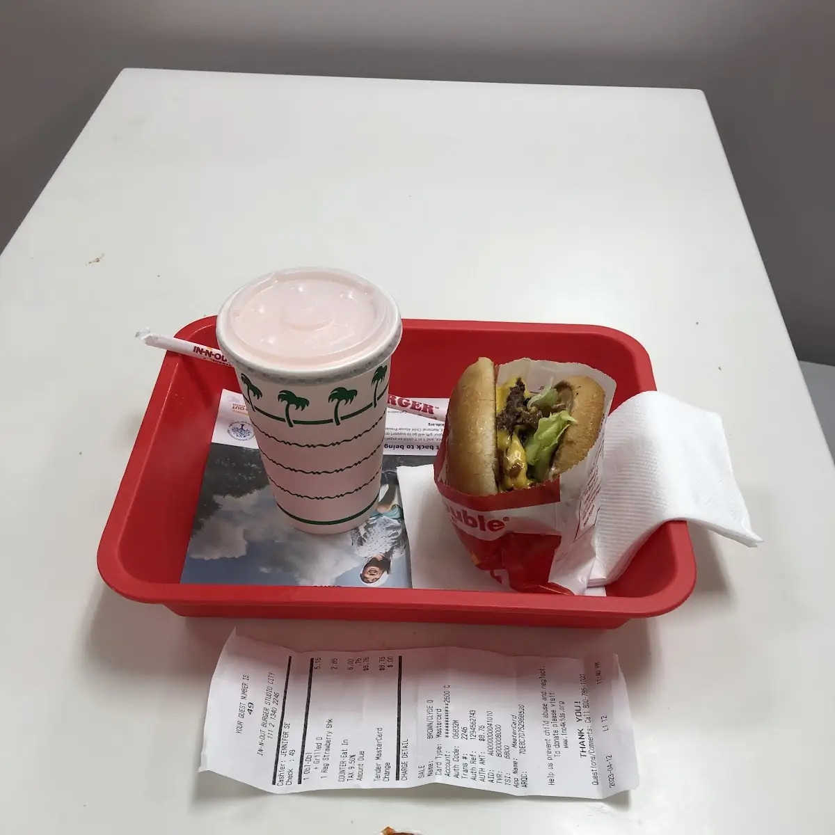 Double Double with Grilled Onions Strawberry Shake