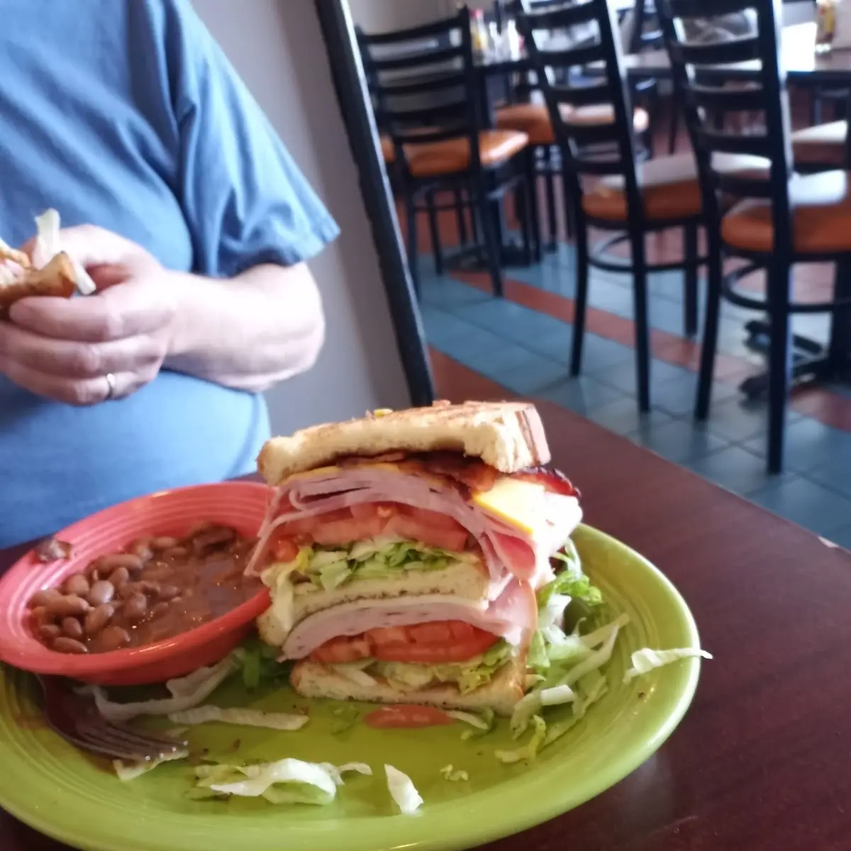 Club Sandwich and Pinto Beans