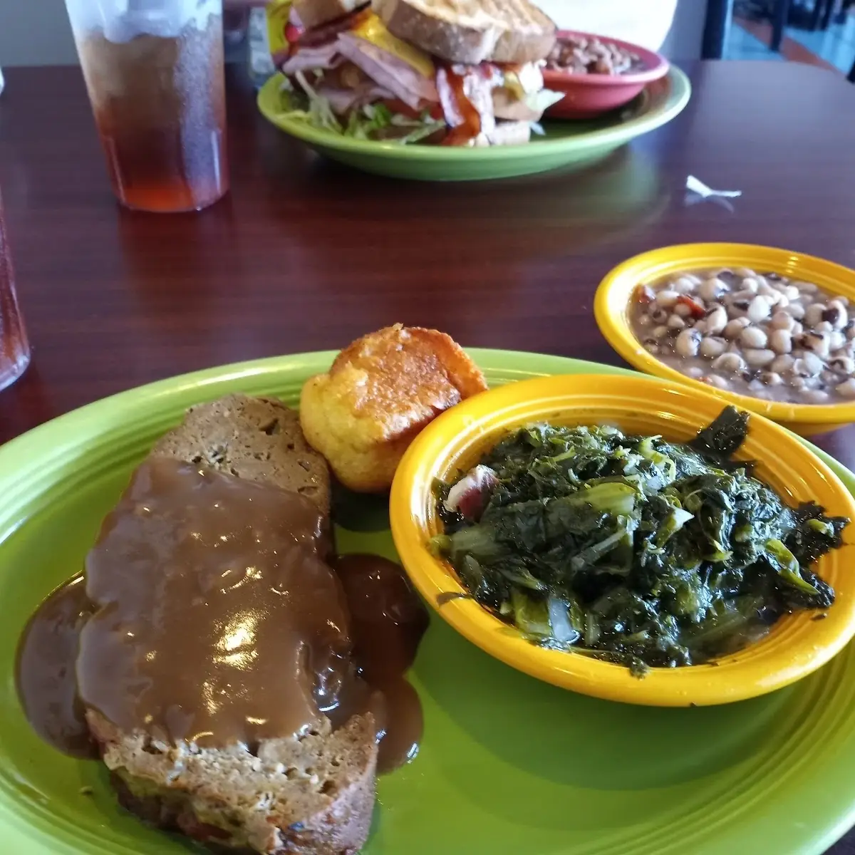 Meatloaf Turnip Greens Black Eyed and Corn Bread