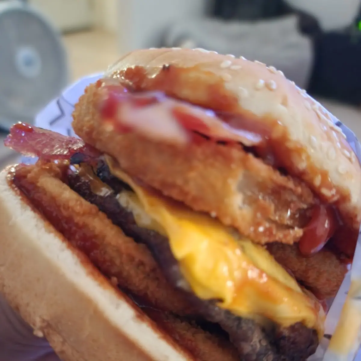 Double Western Cheese Burger with Extra BBQ Sauces