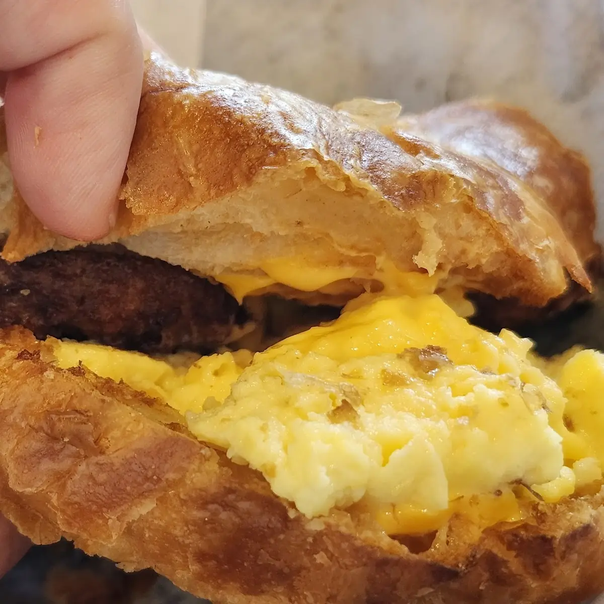 Croissant w Vegetarian Sausage Egg and Cheese