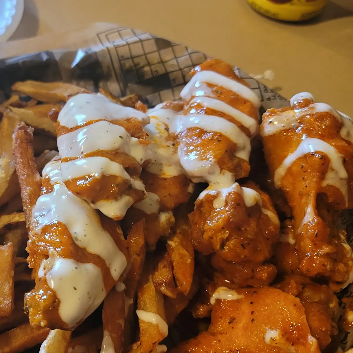 Hot Wings Drizzled with Ranch Dressing