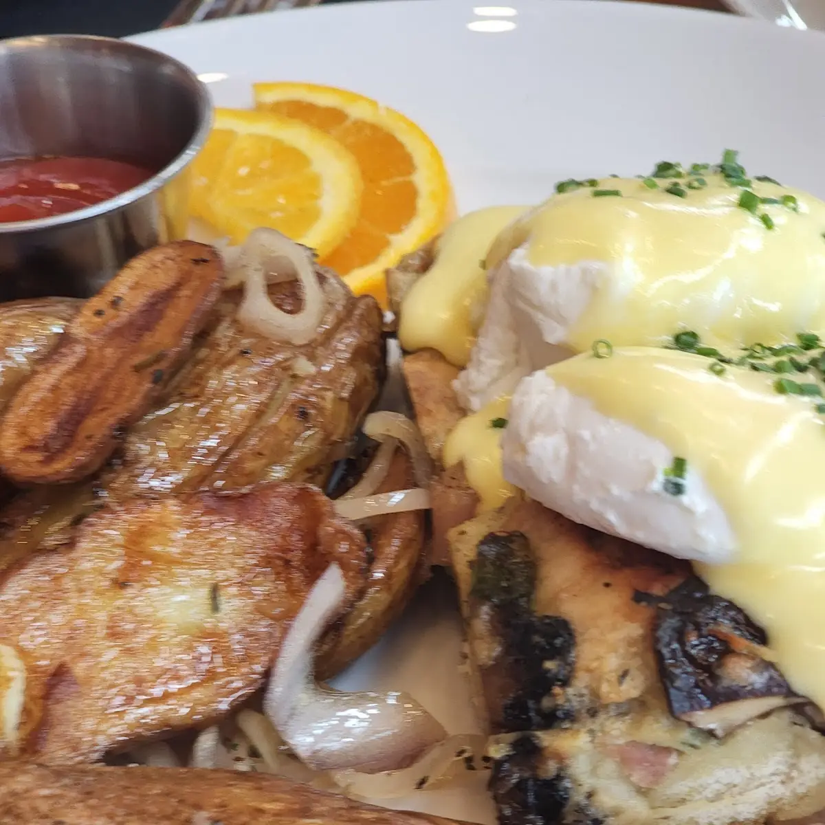 Savory Ham Mushroom Bread Pudding Benedict