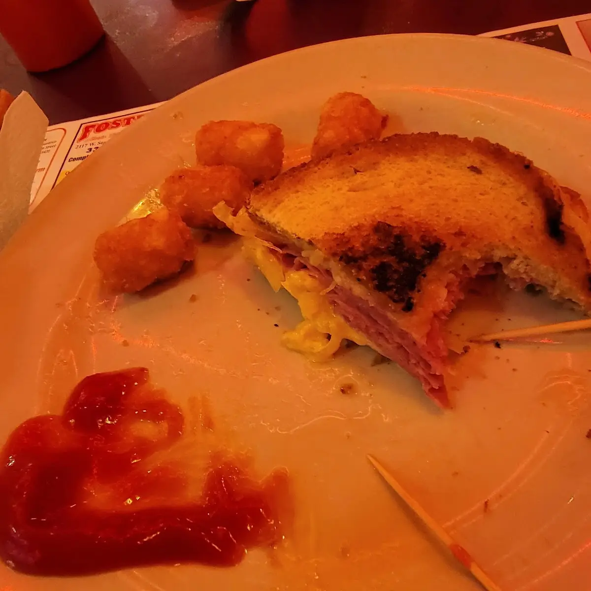 Rueben Sandwich and Tater Tots