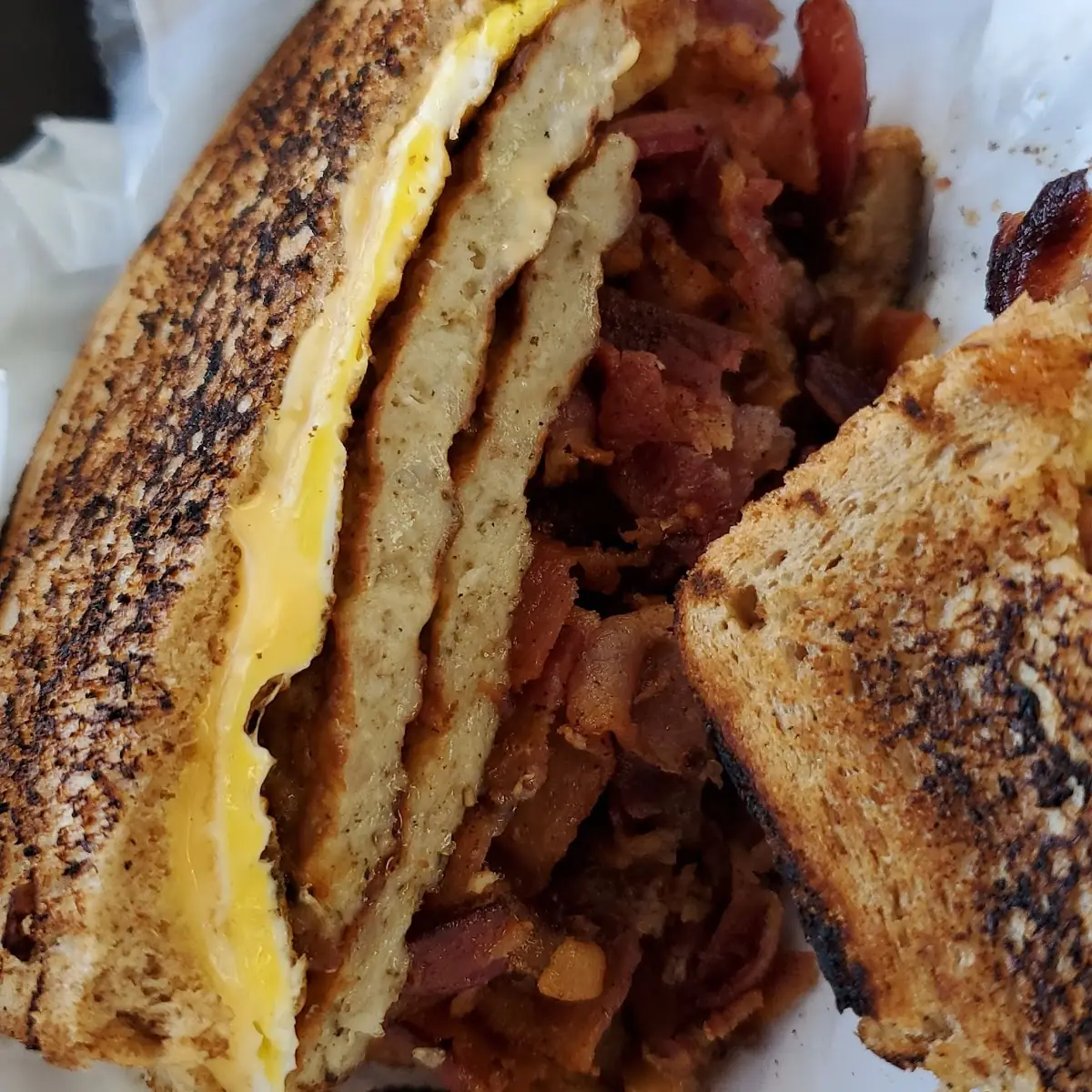 Sausage Bacon Egg and Cheese Sandwich