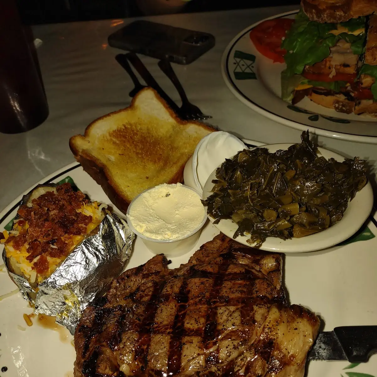Ribeye Loaded Baked Potato Collard Greens
