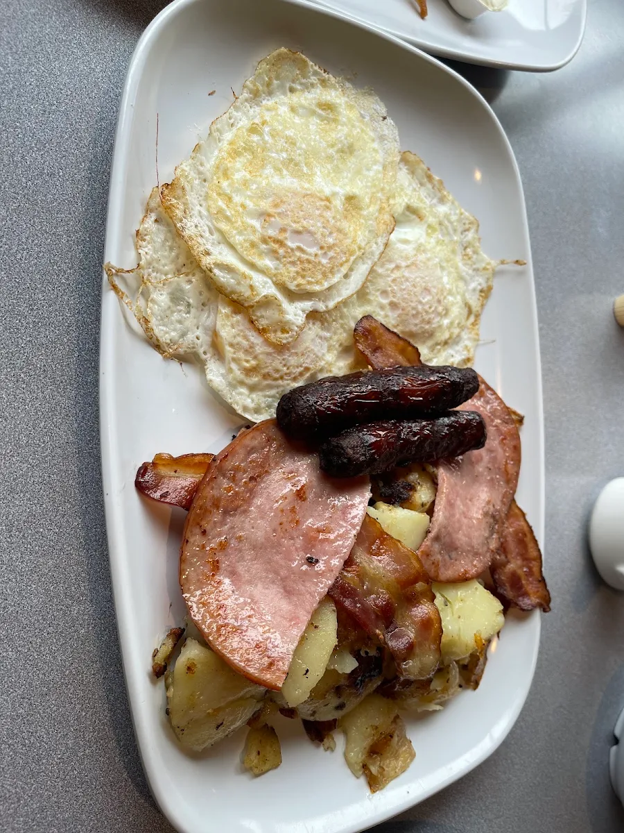 Grilled Ham Steak & Eggs