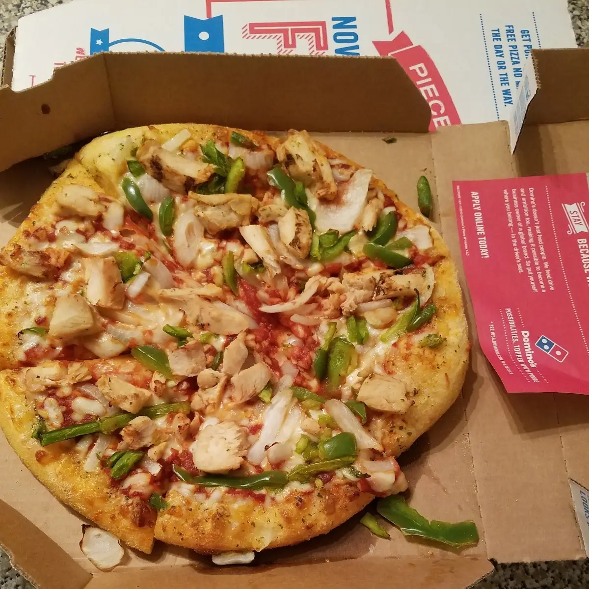 Very Light Cheese Chicken & Veggie Pizza