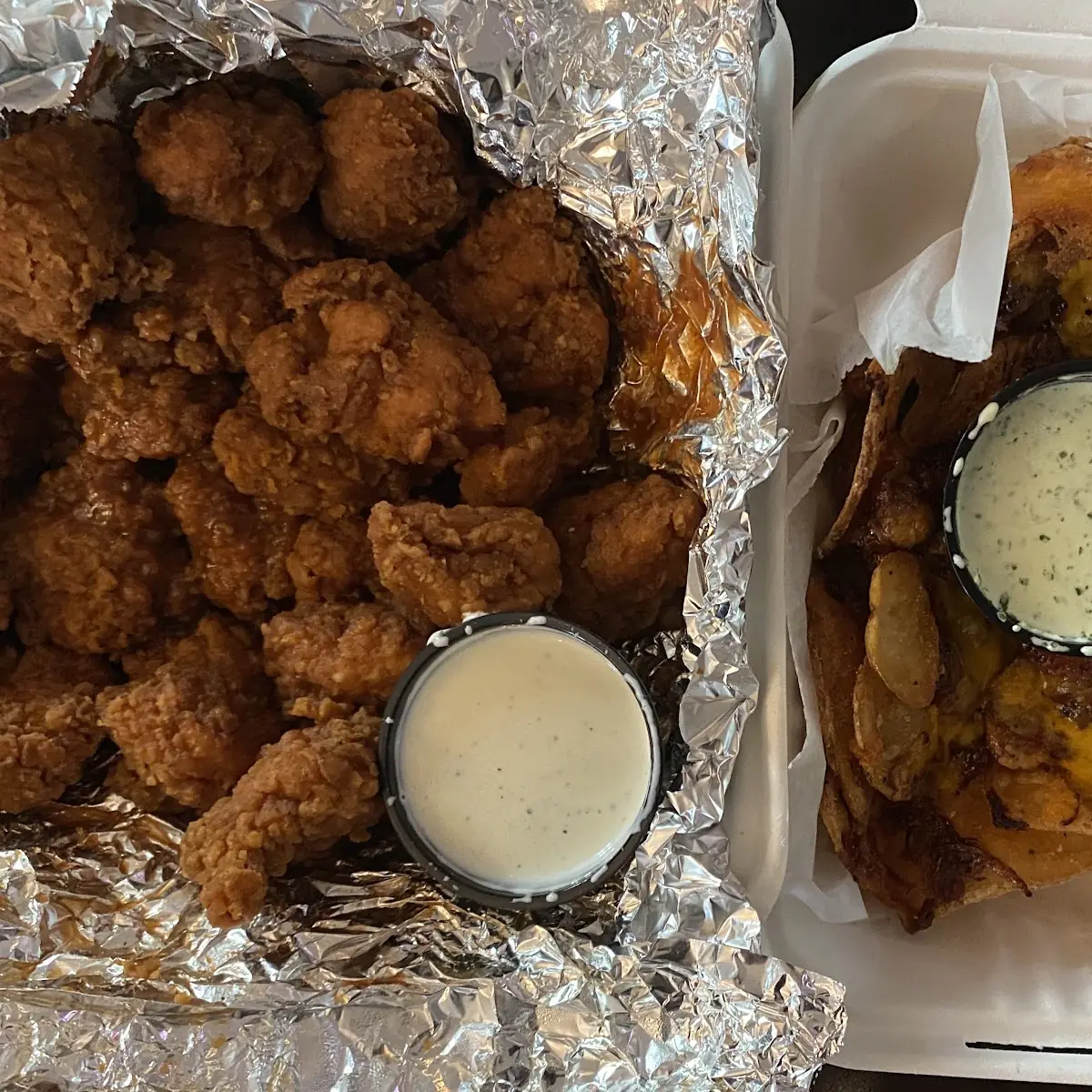 Boneless Wings and Pulled Pork Nachos