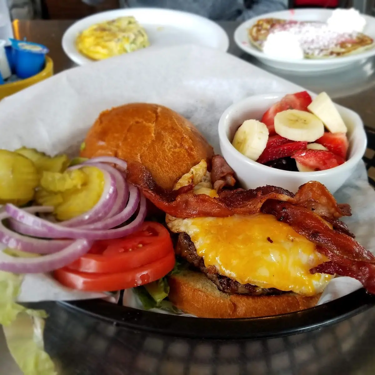 Bacon Cheeseburger with Fresh Fruit