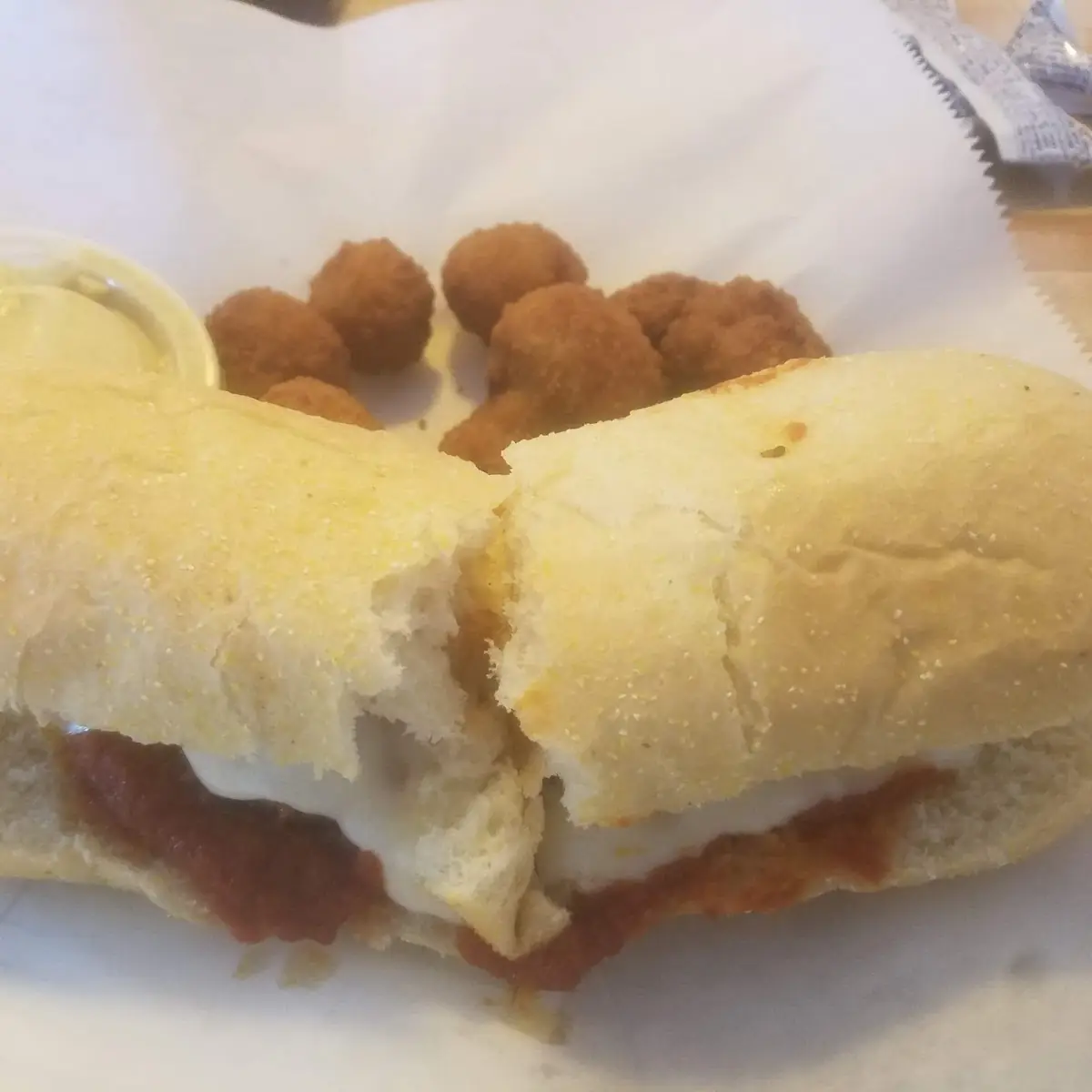 Meatball Sandwich with Fried Mushrooms
