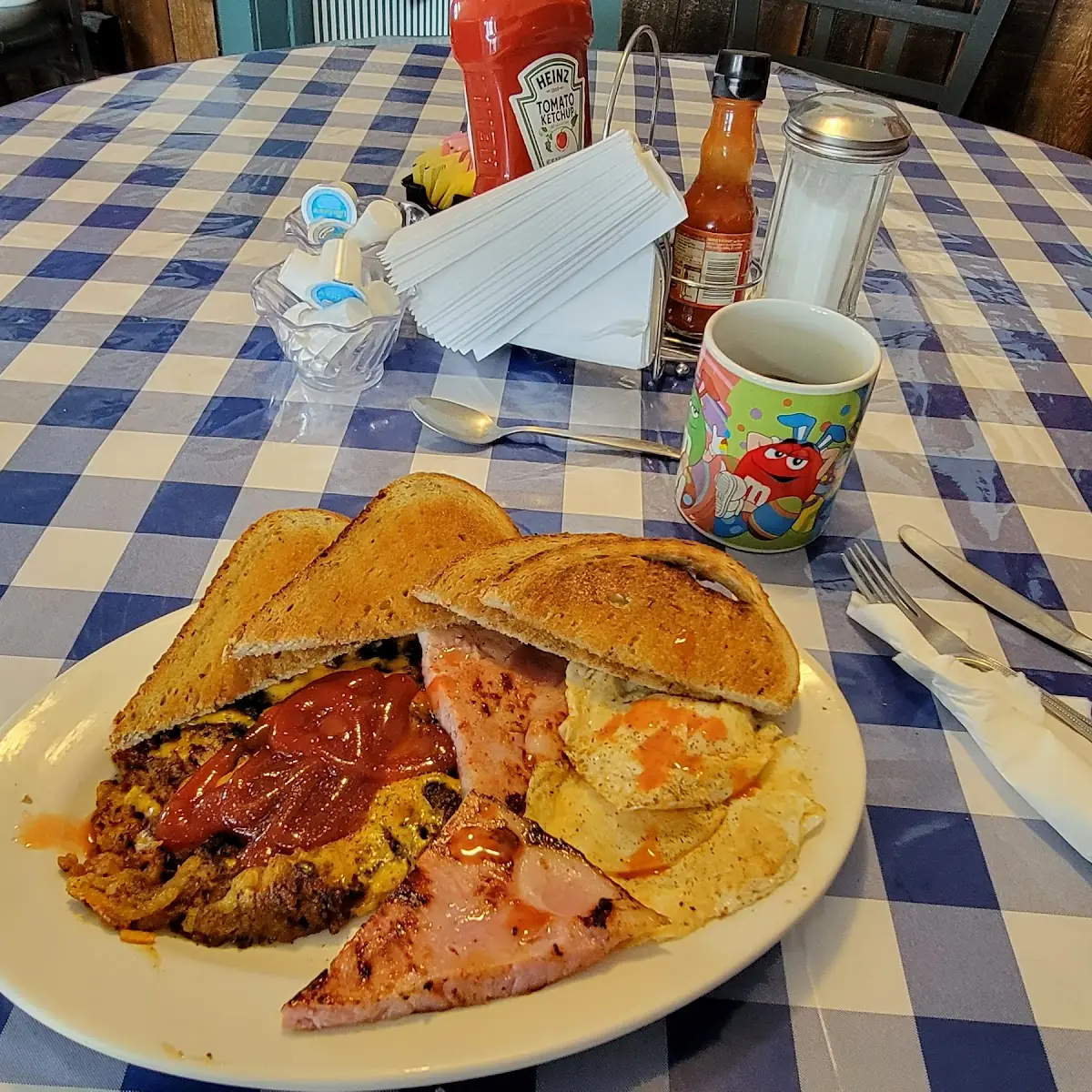 Eggs Any Style Hash Browns Breakfast Ham Steak