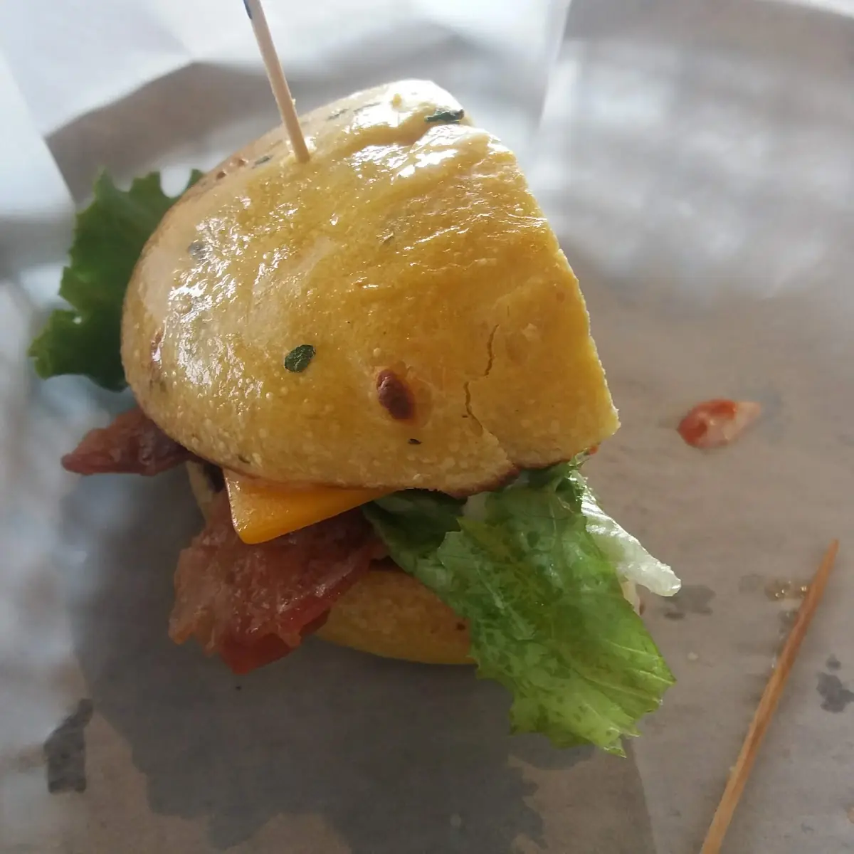 blt on Spinach Quiche Bagel