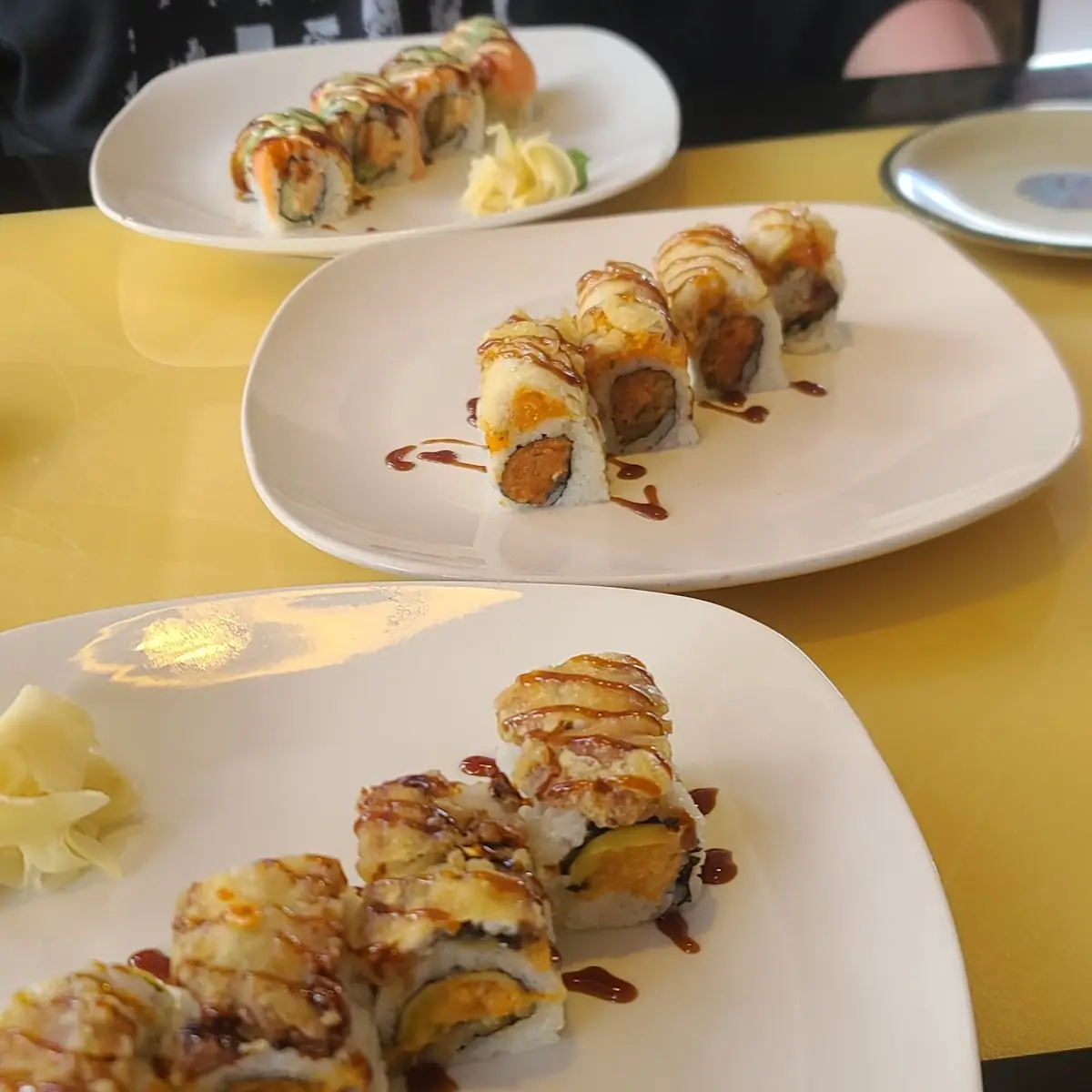 Front Is Black Dragon Roll Middle Is Queen Roll and Can't Remember the Other One