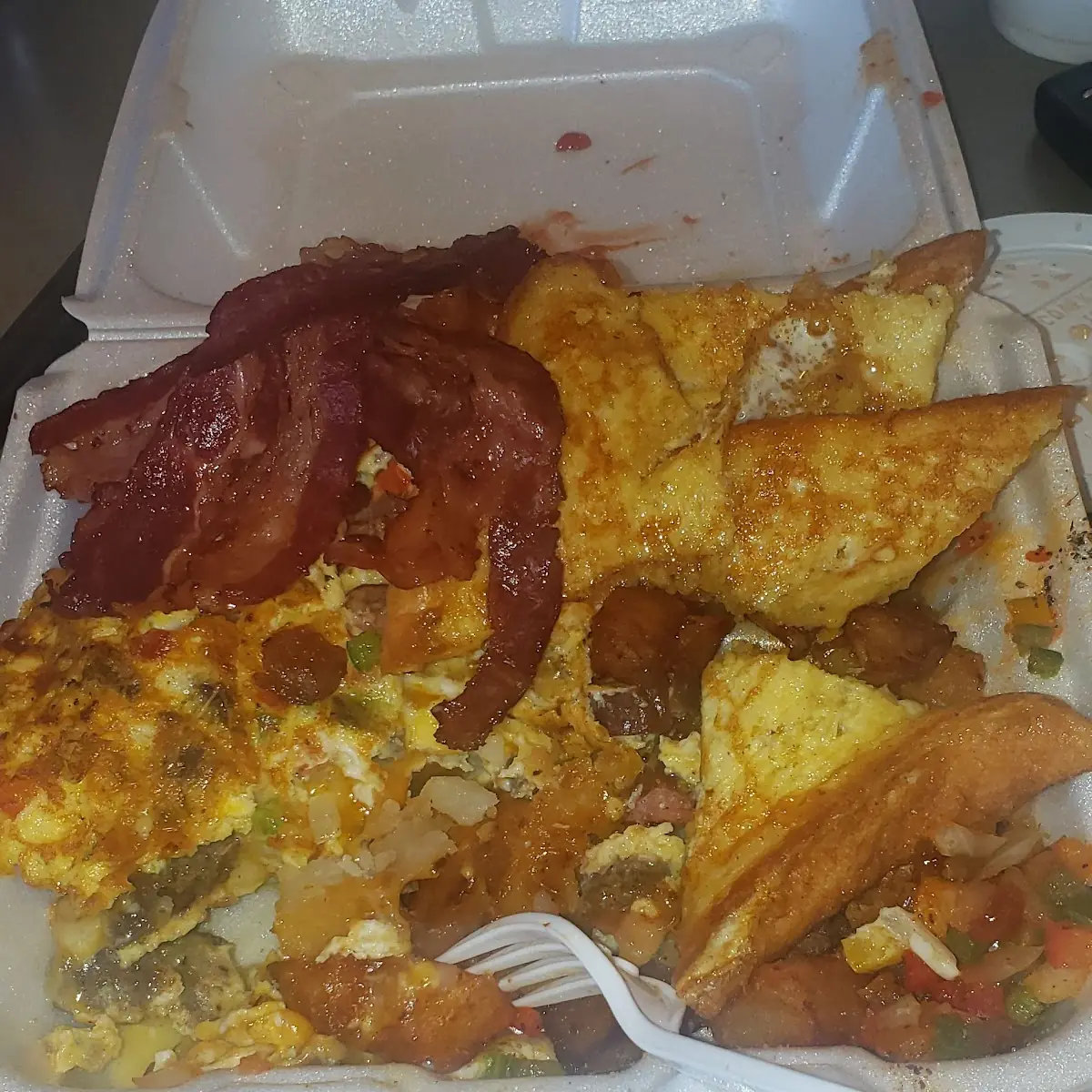 Western Omelette Beef Bacon French Toast