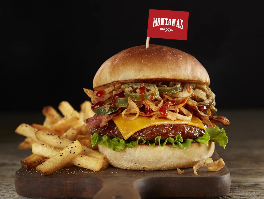 Chipotle Firecracker Burger, Montana’s BBQ & Bar