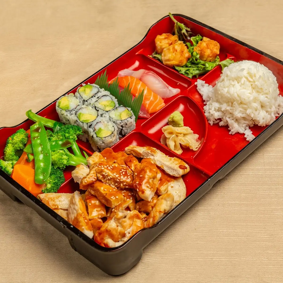 Teriyaki Chicken Bento with Sushi