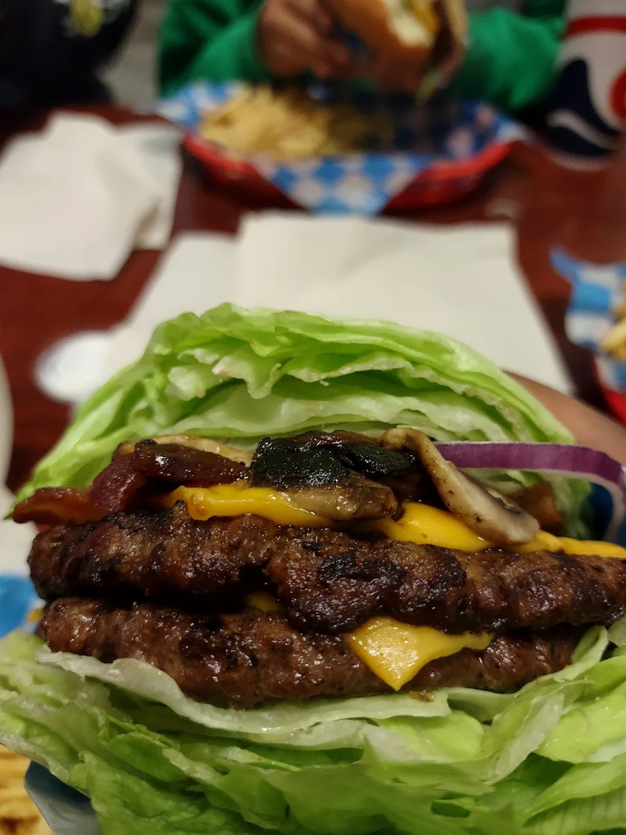 Double Cheeseburger with Bacon Lettuce Wrapped