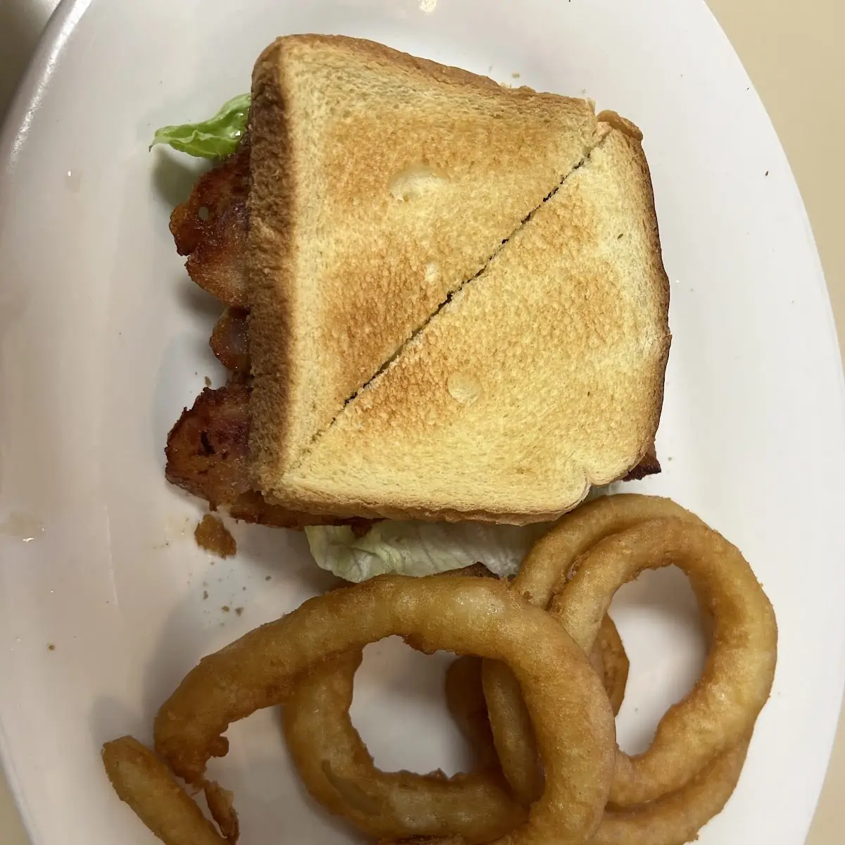 blt Sandwich and Onion Rings