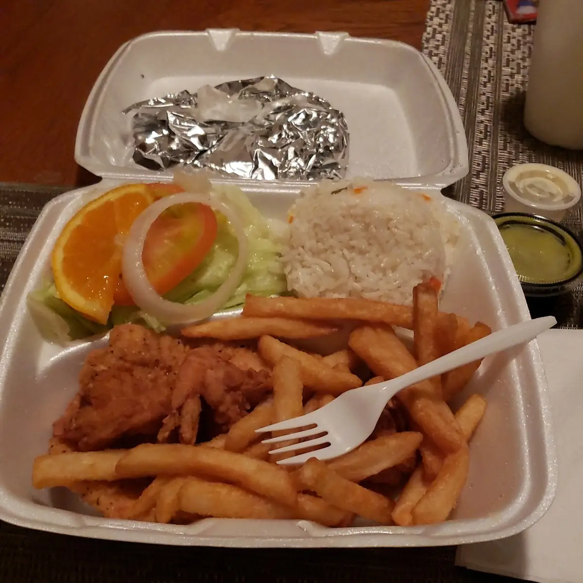 Shrimp and Fried Fish Fillet