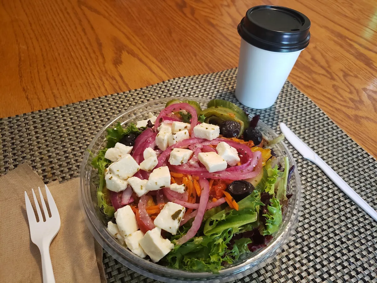 Mediterranean Salad and Cafe Americano