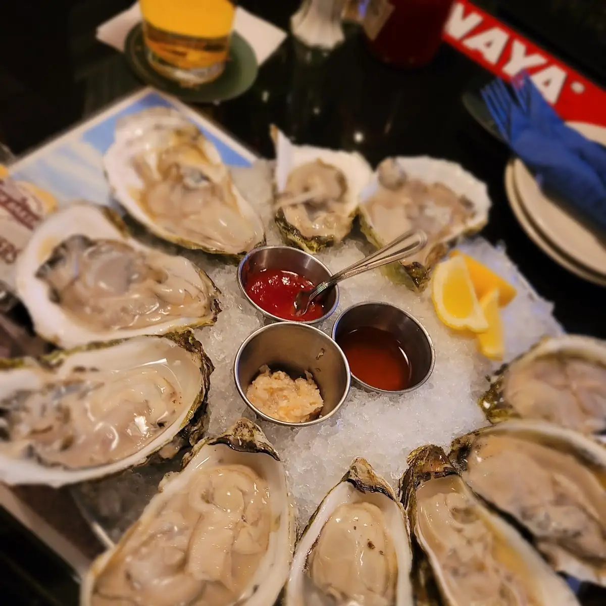 Fresh Raw Oysters with Cocktail Sauce