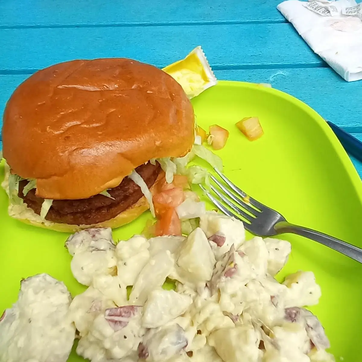 Veggie Burger and German Potato Salad