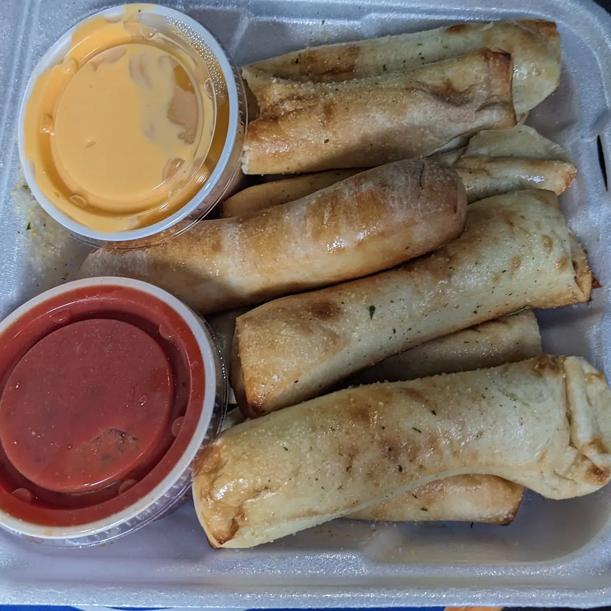 Breadsticks with Nacho Cheese and Pizza Sauce