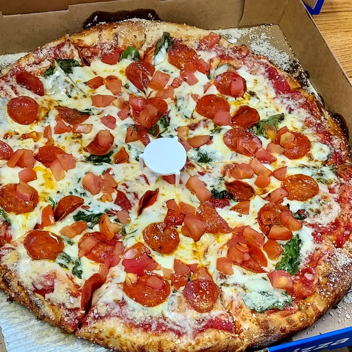 Pepperoni Pizza w Tomato and Spinach