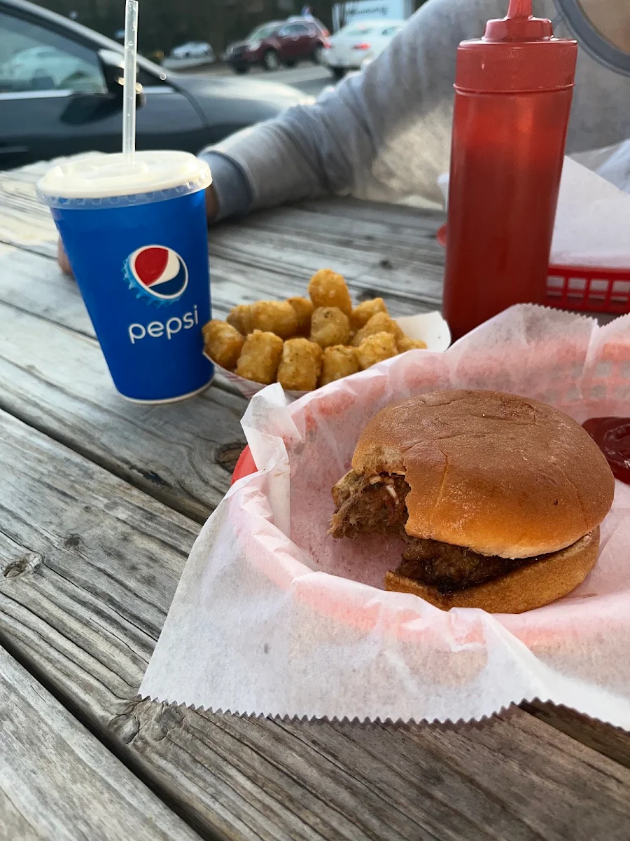 BBQ Sandwich and Tots