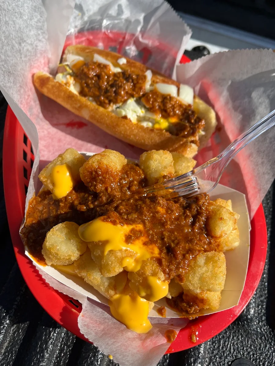 Chili Cheese Dog with Chili Cheese Tots