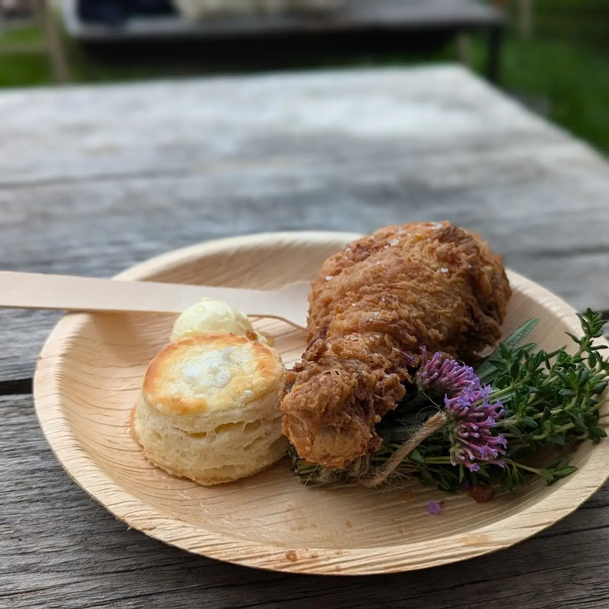 Fried Chicken with Biscuit and Honey Butter