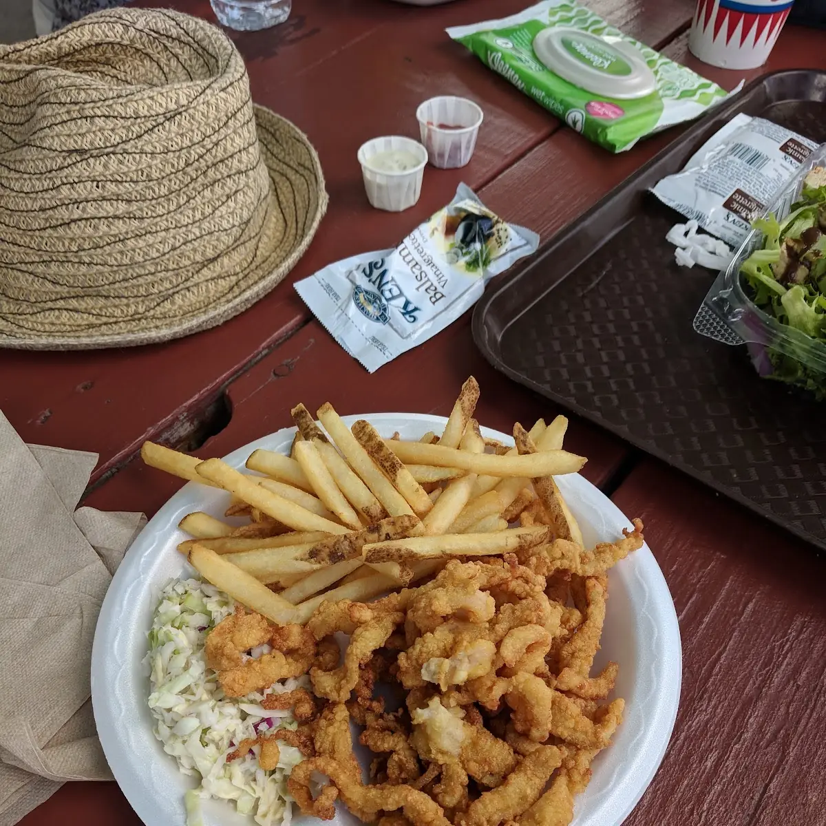 Whole Clam Strips Platter with Fries and Slaw