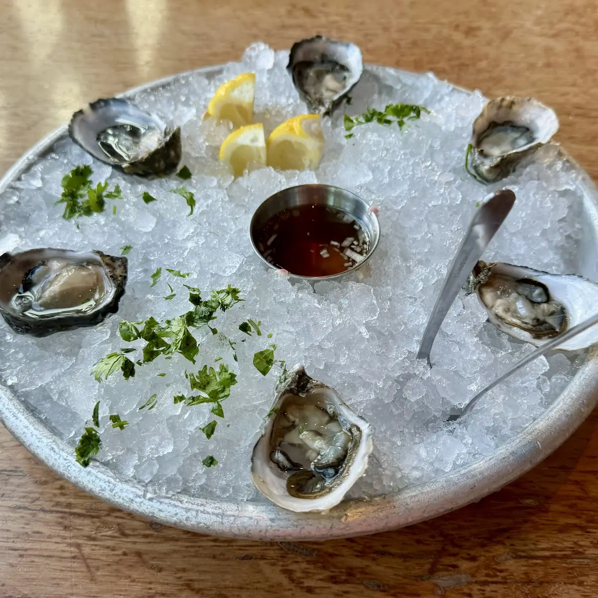 Fresh Raw Oysters with Cocktail Sauce