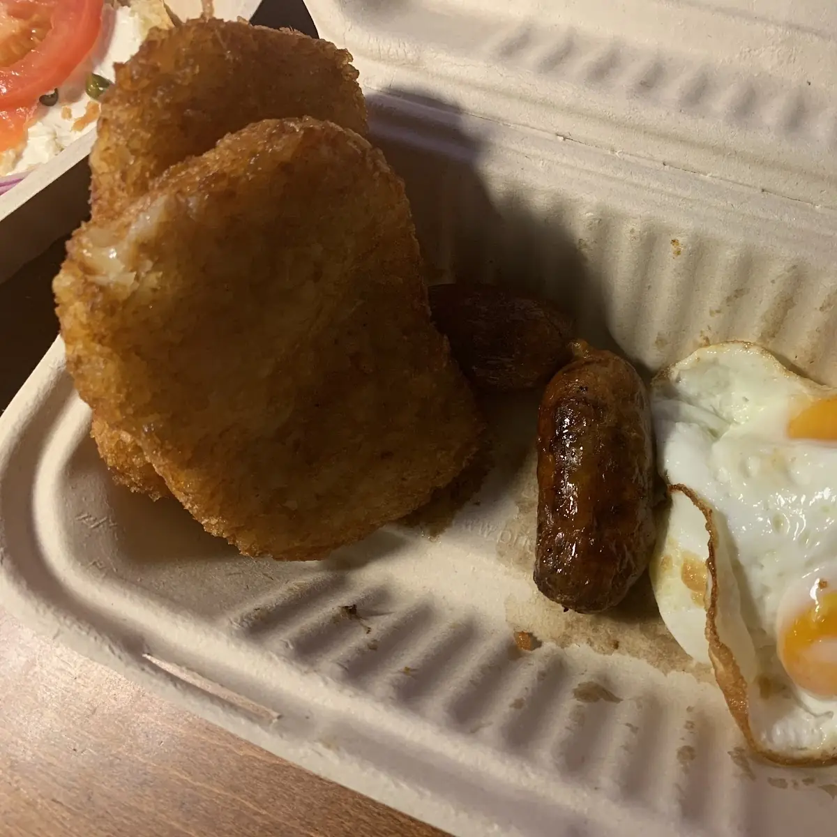 Fried Eggs Hash Browns and Bacon