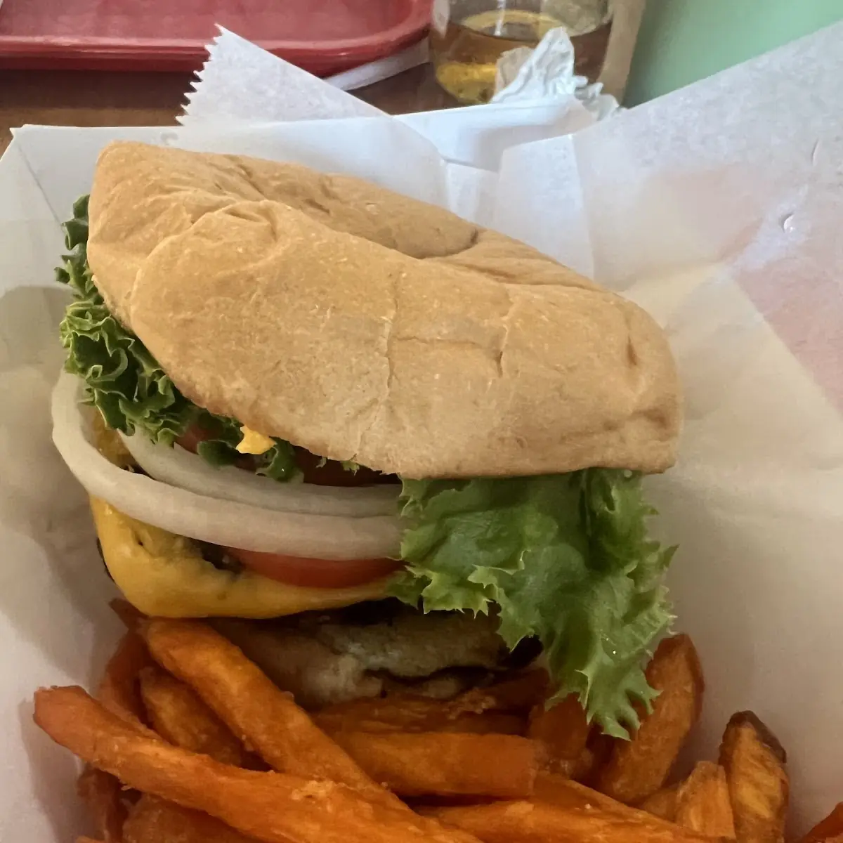 Cheeseburger and Sweet Potato Fries