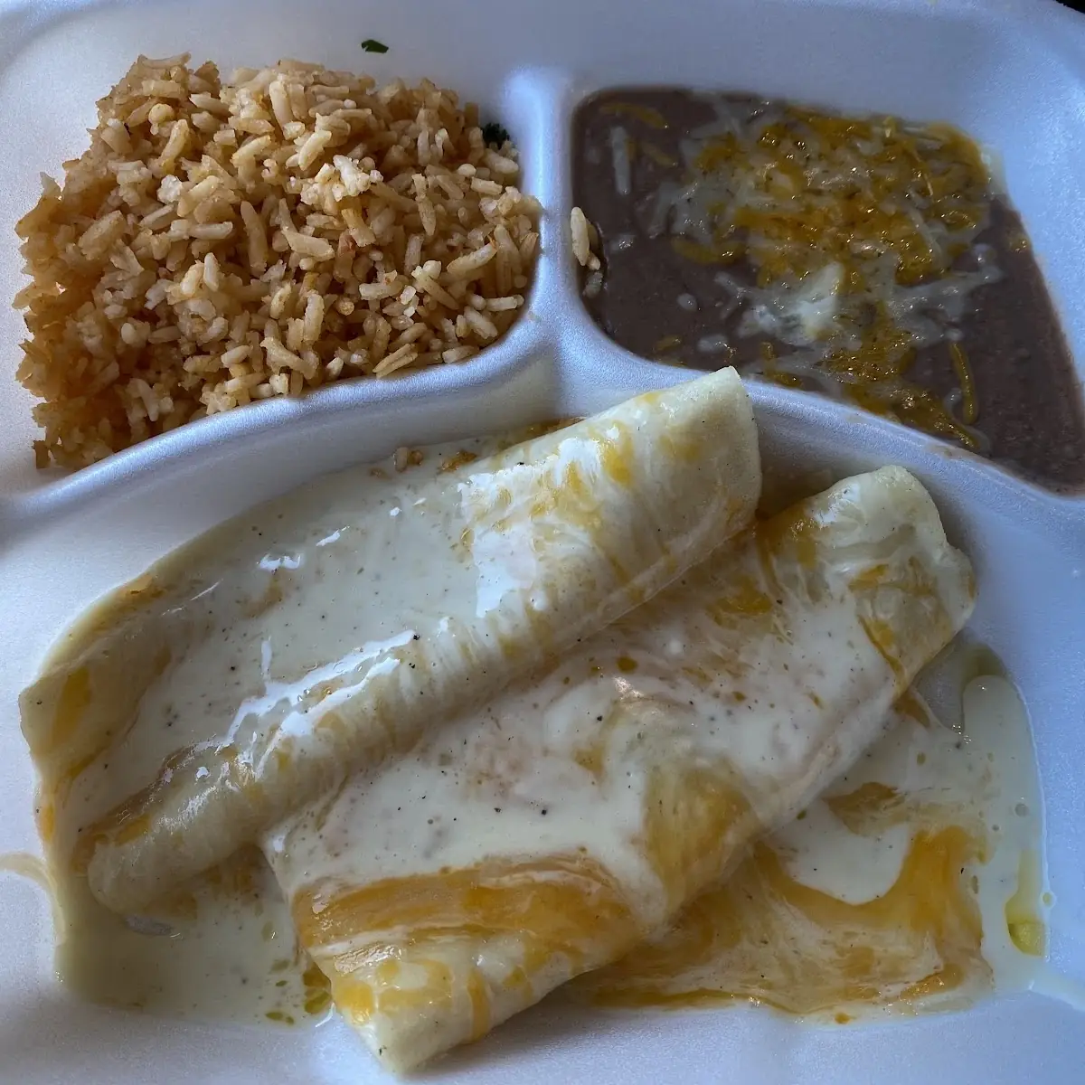 Cheese Enchiladas with Rice and Beans