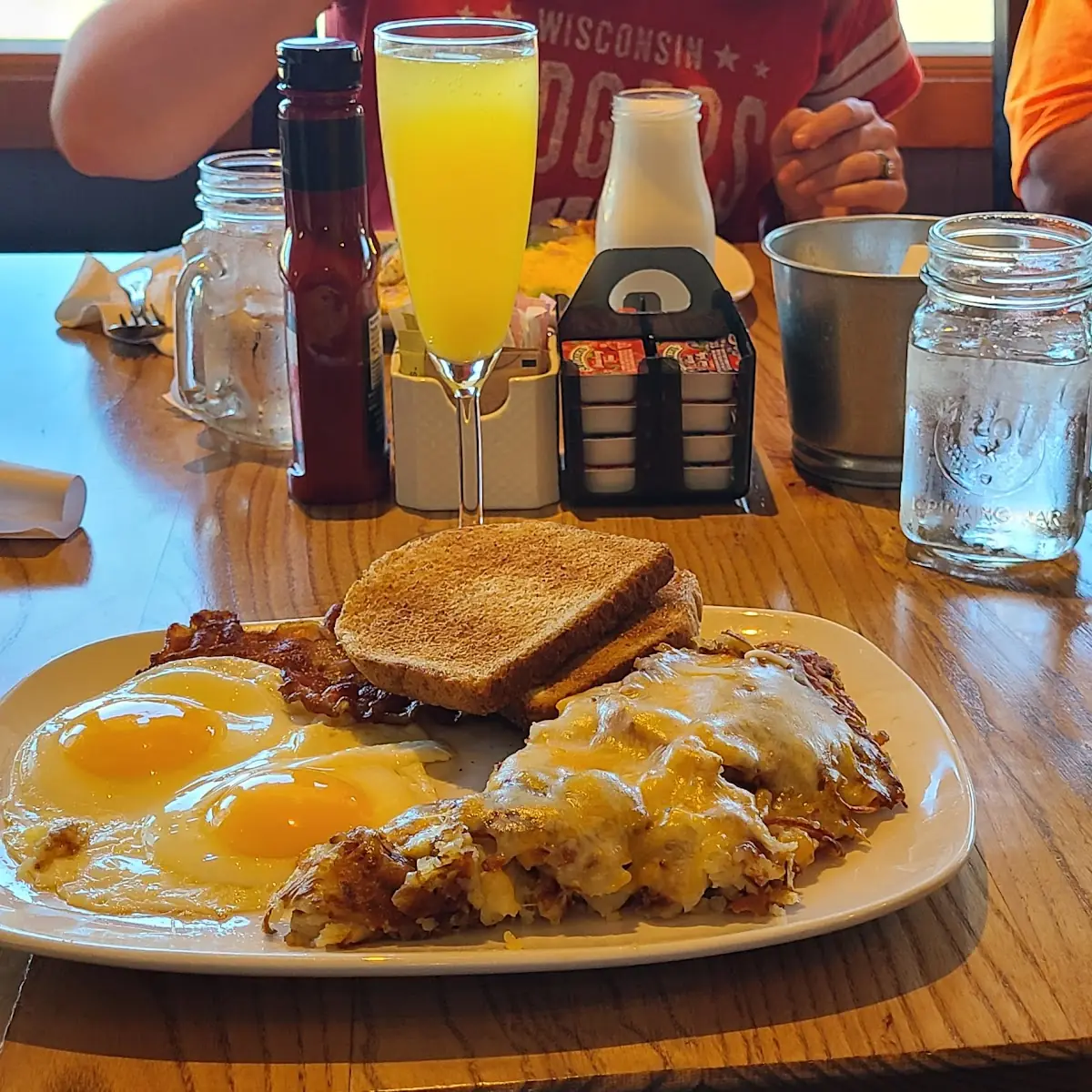 2 Eggs over Easy with Cheesy Hash Browns