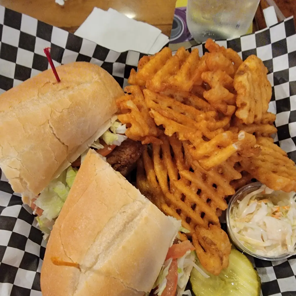 Chicken Sandwich and Waffle Fries